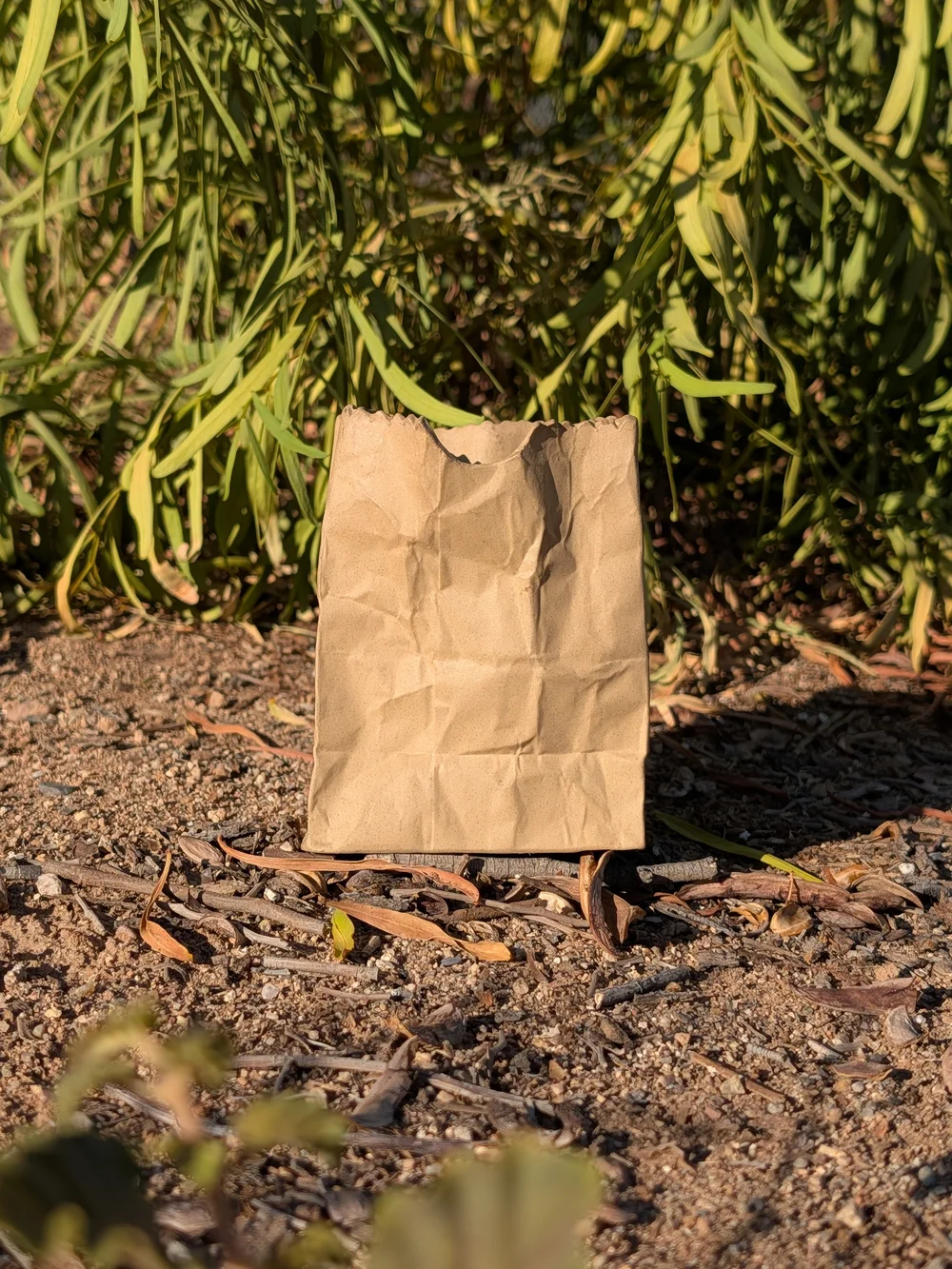 Vintage Ceramic Brown Paper Bag Vase 4.5
